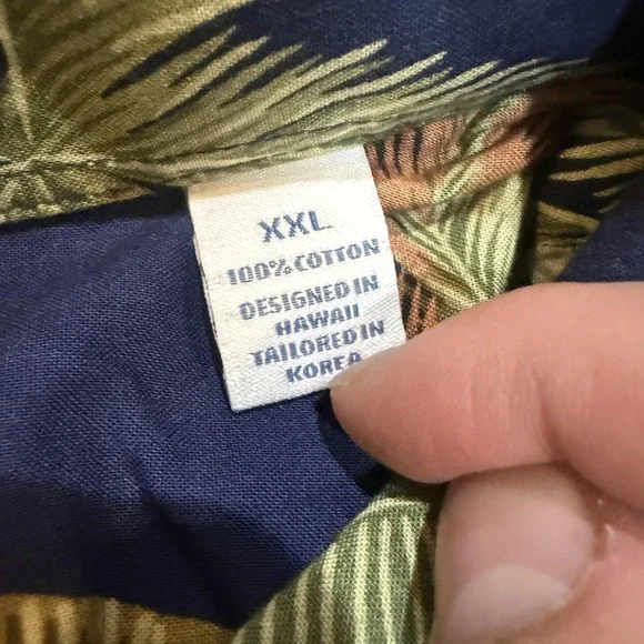 Reyn Spooner Shirt Mens 2XL Blue Palm Tree Hawaiian Aloha Short Sleeve Button Up - Picture 4 of 7